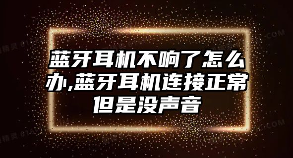 藍牙耳機不響了怎么辦,藍牙耳機連接正常但是沒聲音