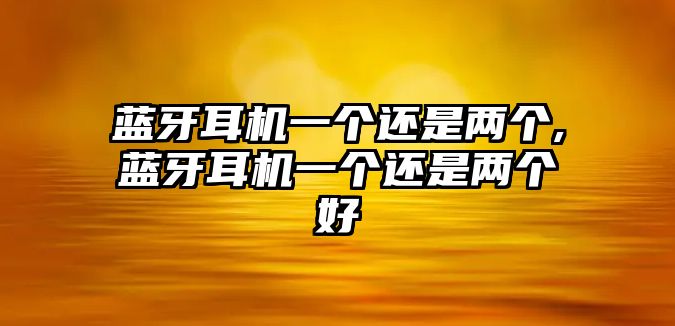 藍(lán)牙耳機一個還是兩個,藍(lán)牙耳機一個還是兩個好