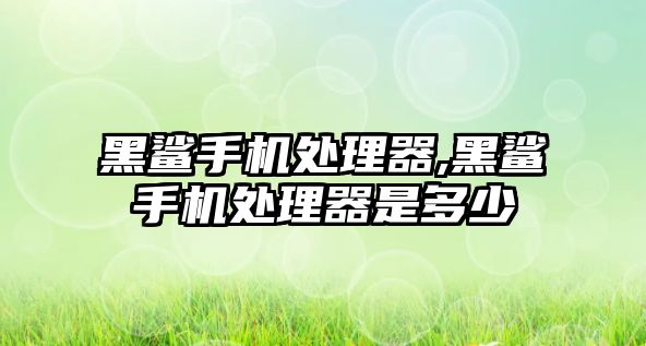 黑鯊手機處理器,黑鯊手機處理器是多少